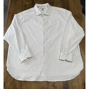 EUC Mens Visconti Black Textured White Long Sleeve‎ Button Up Size 2XLB